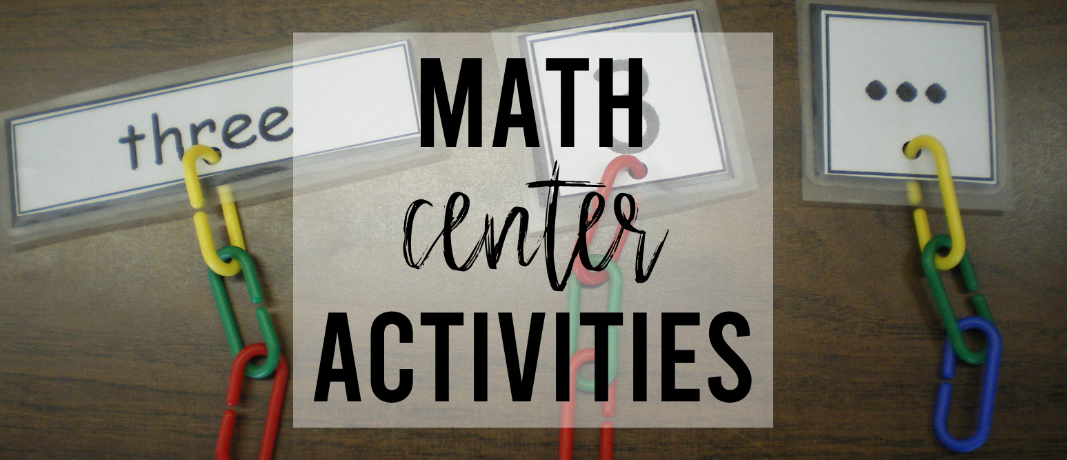 Math center activities for Kindergarten