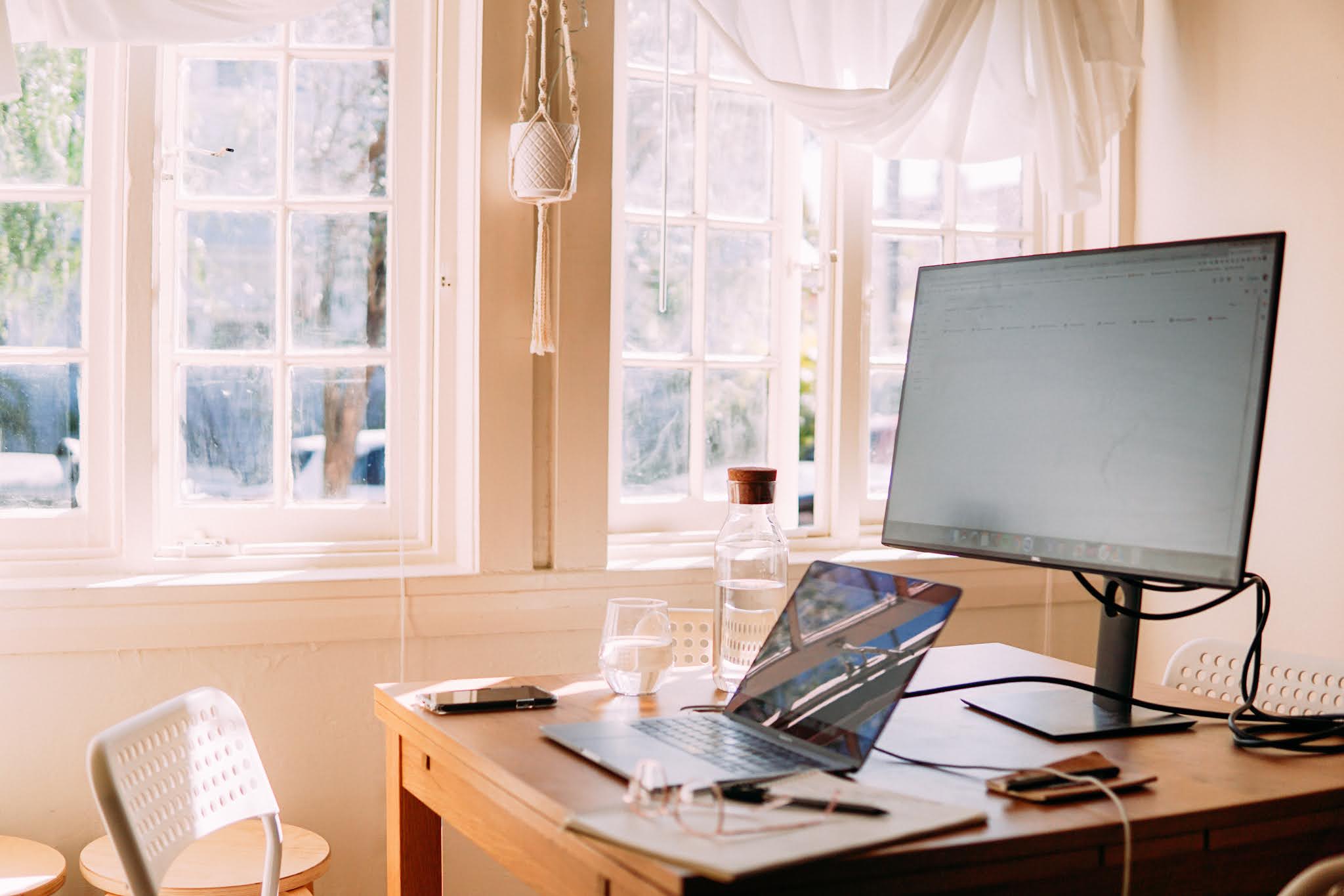 laptop on a desk at home