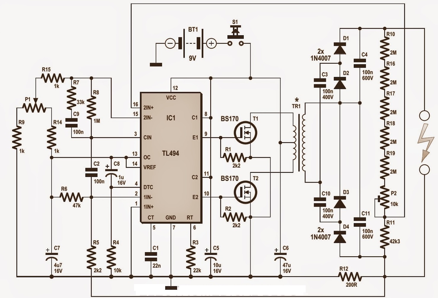 electrotricks: High voltage generator circuit electronic project