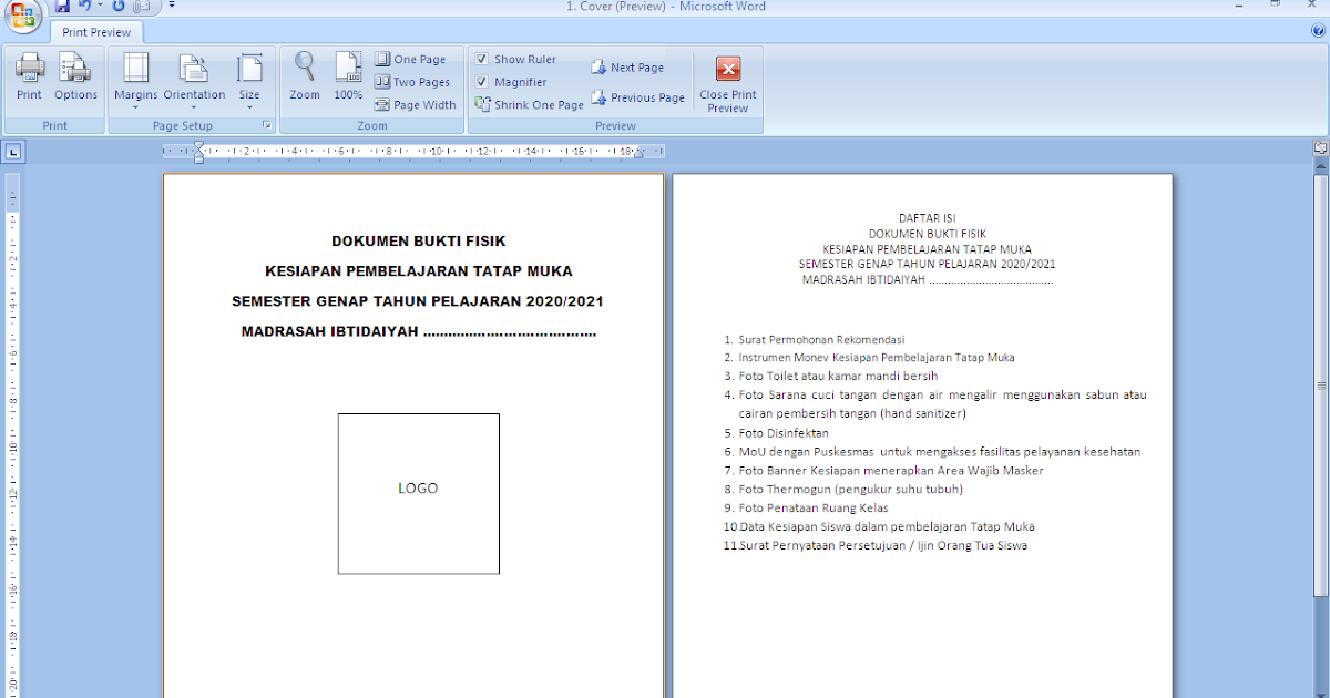 Contoh Cover Dokumen permohonan izin pembelajaran tatap