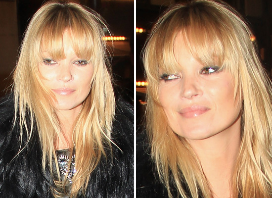 DIY how to cut leavy blunt bangs guide on Kate Moss