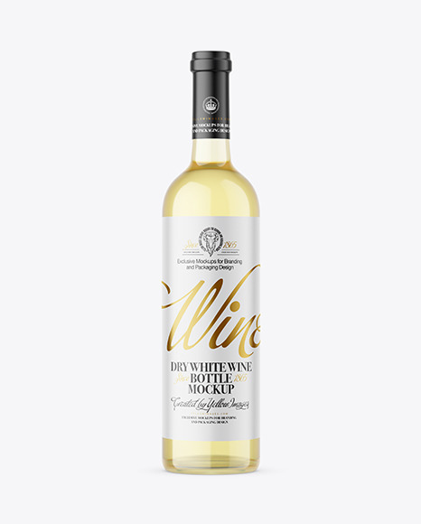 Download Free Clear Glass White Wine Bottle Mockup PSD Mockup Template