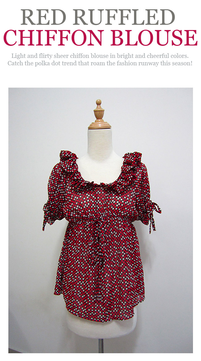 Poppy Garden: Red Ruffled Chiffon Blouse