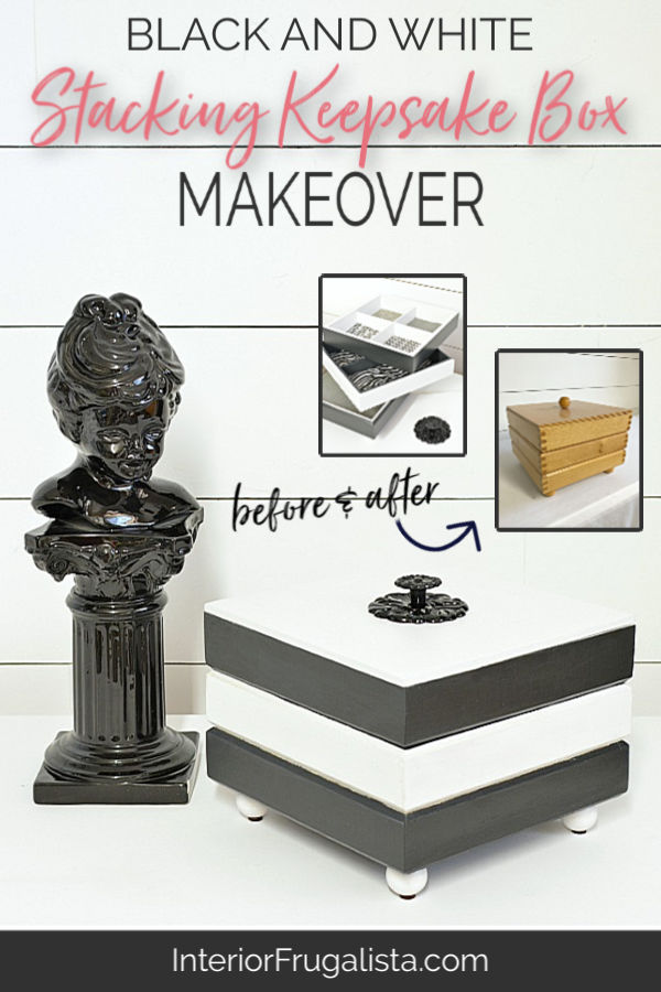 Upcycled Whimsical Black And White Stacking Keepsake Box Interior