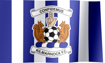 The waving flag of Kilmarnock F.C. with the logo (Animated GIF)