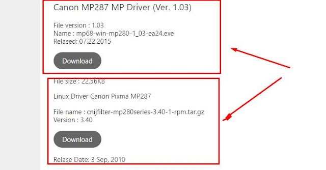 cara download printer canon mp287