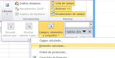 Elementos Calculados en Excel