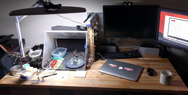 Painting like a pro... well sort of Photo of my painting area at home.