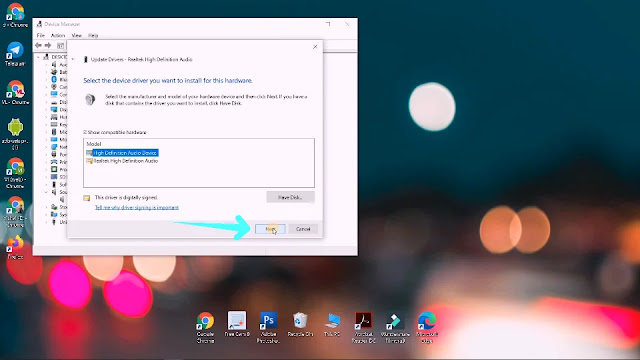 select high defination audio driver Select the high defination audio driver here