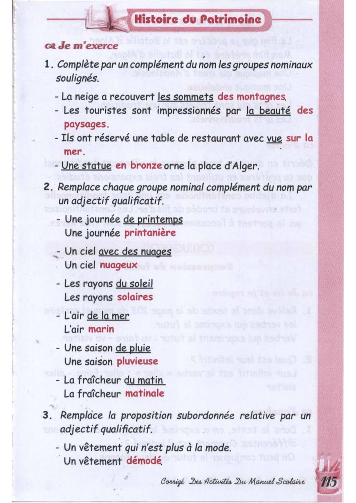 حل تمارين صفحة 102 الفرنسية للسنة الثالثة متوسط - الجيل الثاني