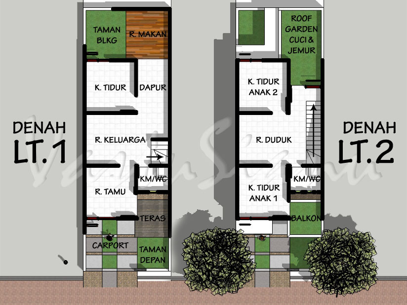 VastuSianu Rumah Dua Lantai di Lahan 5x15m