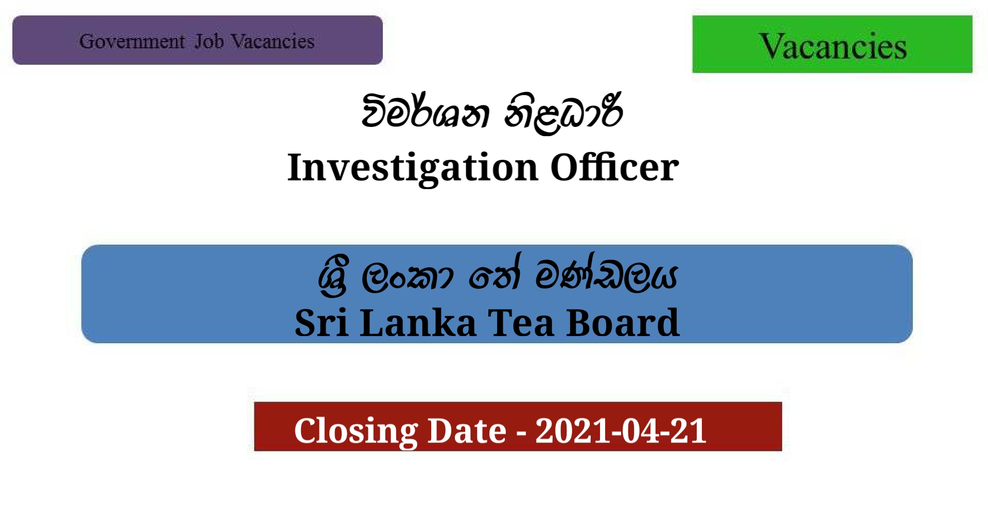 Investigation Officer Sri Lanka Tea Board SLDailyPlus