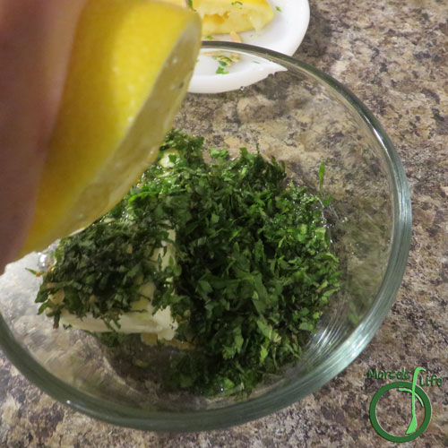 Morsels of Life - Seared Salmon and Lemon Butter Pasta Step 2 - Make compound butter by combining butter, lemon, mint, garlic, and parsley. To make whipped compound butter, simply whip the butter to combine materials instead of just stirring together. Or use a pre-made compound butter.