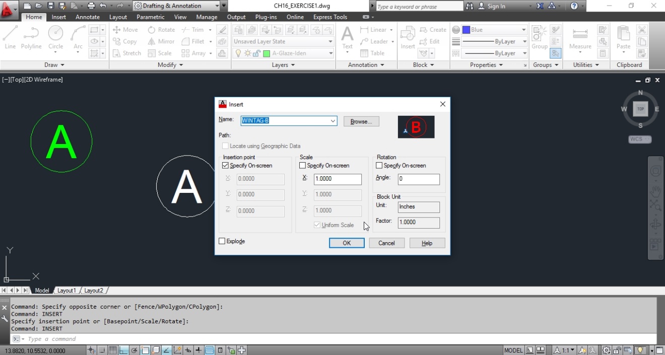 Step by step procedure to insert blocks in AutoCAD
