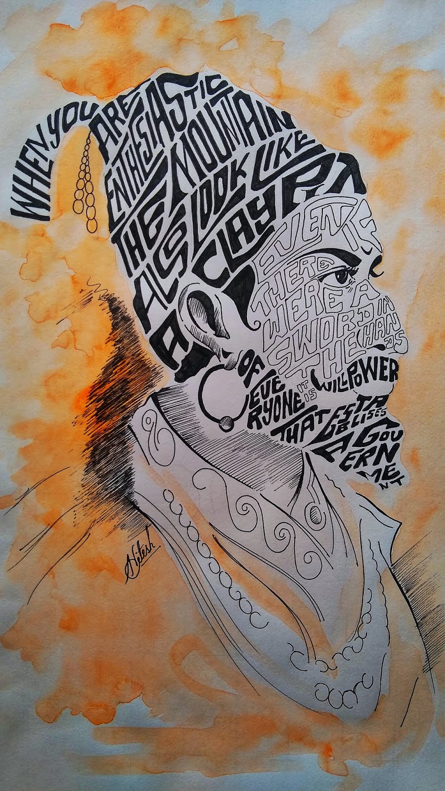 Calligraphy Portrait Of Chhatrapati Shivaji Maharaj Quote