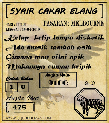 Syair MELBOURNE,19-04-2019