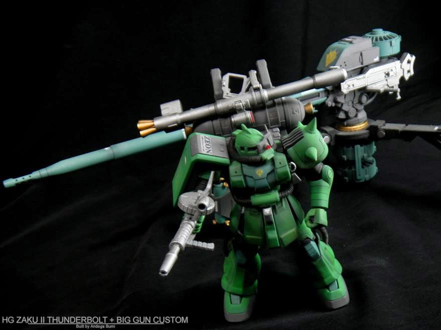Custom Build HG 1/144 Zaku II + Big Gun "Gundam Thunderbolt ver." with
