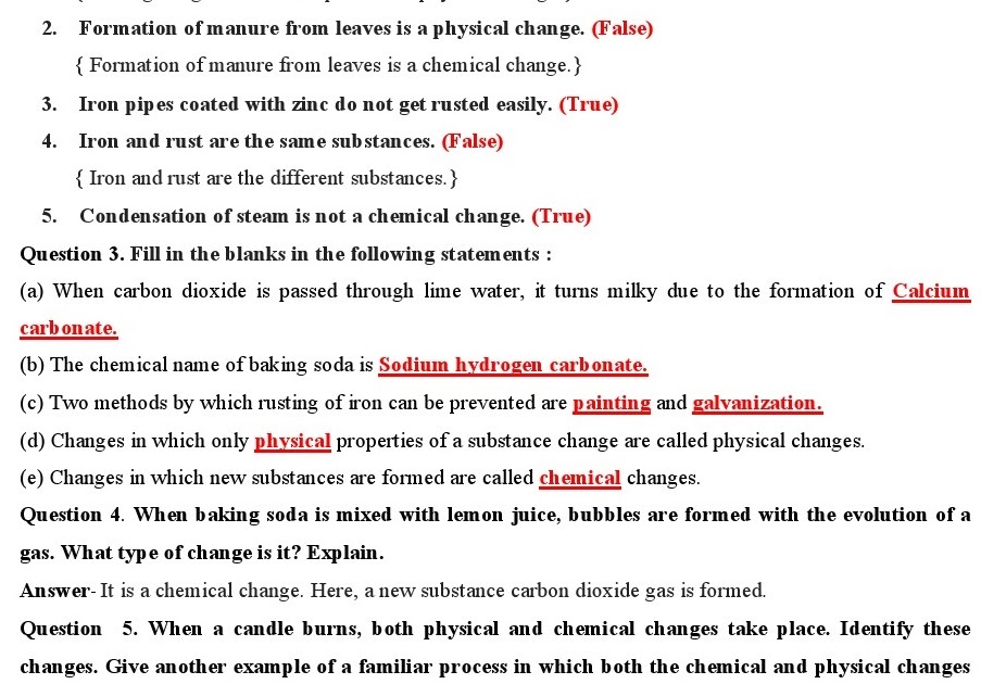 Physical and Chemical Changes Class 7