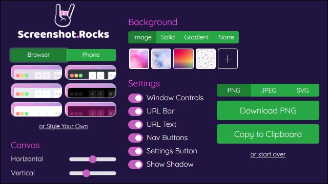 Screenshot Rocks - Browser
