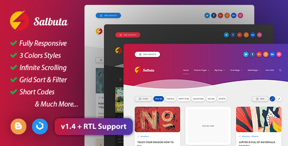 Salbuta Blog & Personal Responsive Blogger Theme Preview