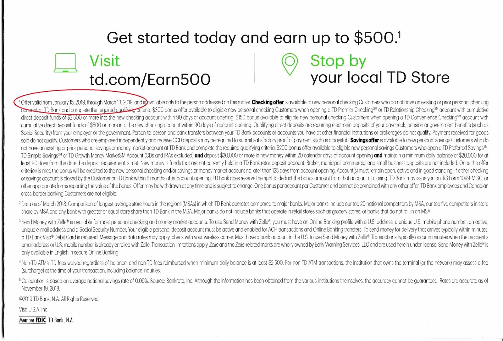 Mail That Fails TD Bank New Account Offer Missing Urgency