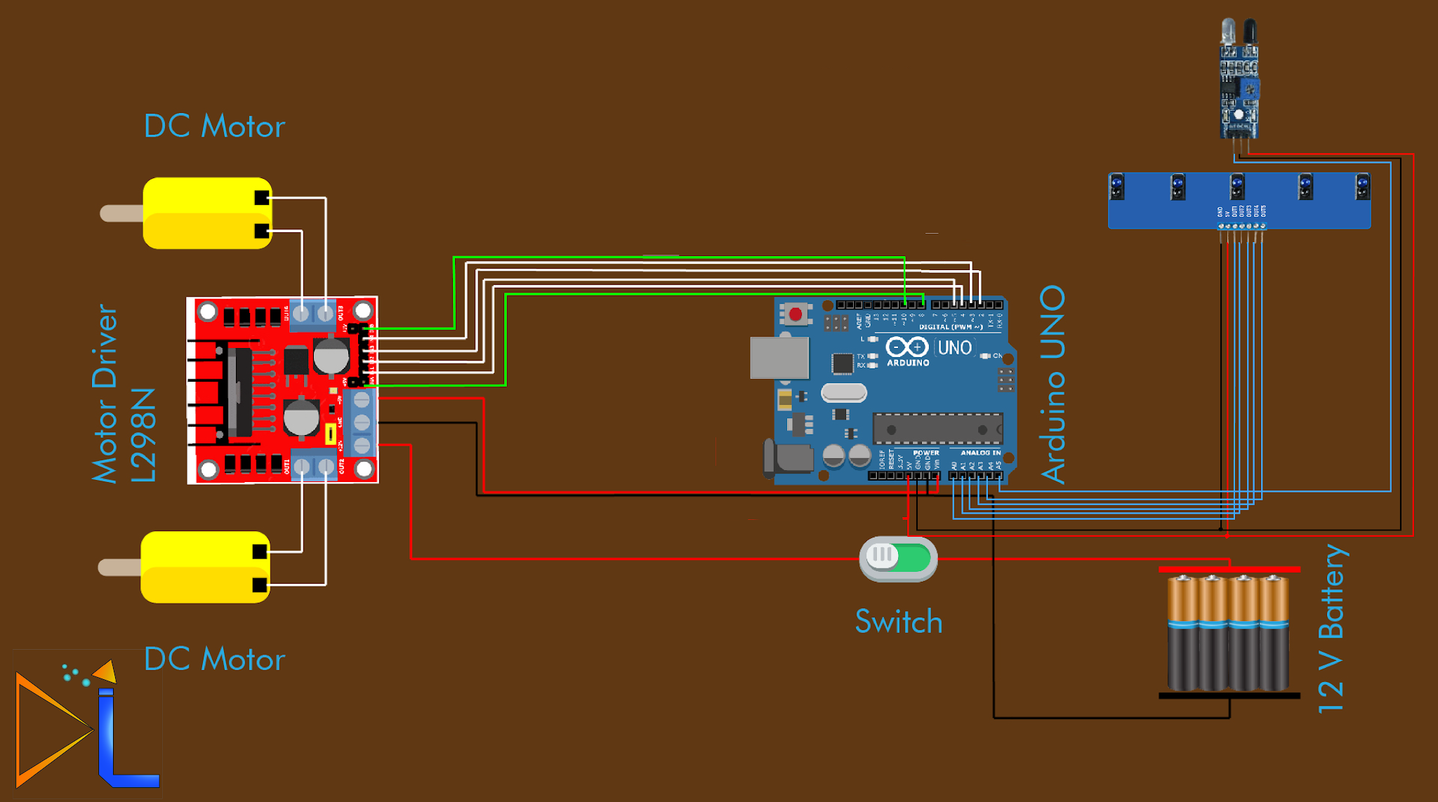 How To Make Line Follower Car with Speed Control | 6 IR Sensor Arduino ...