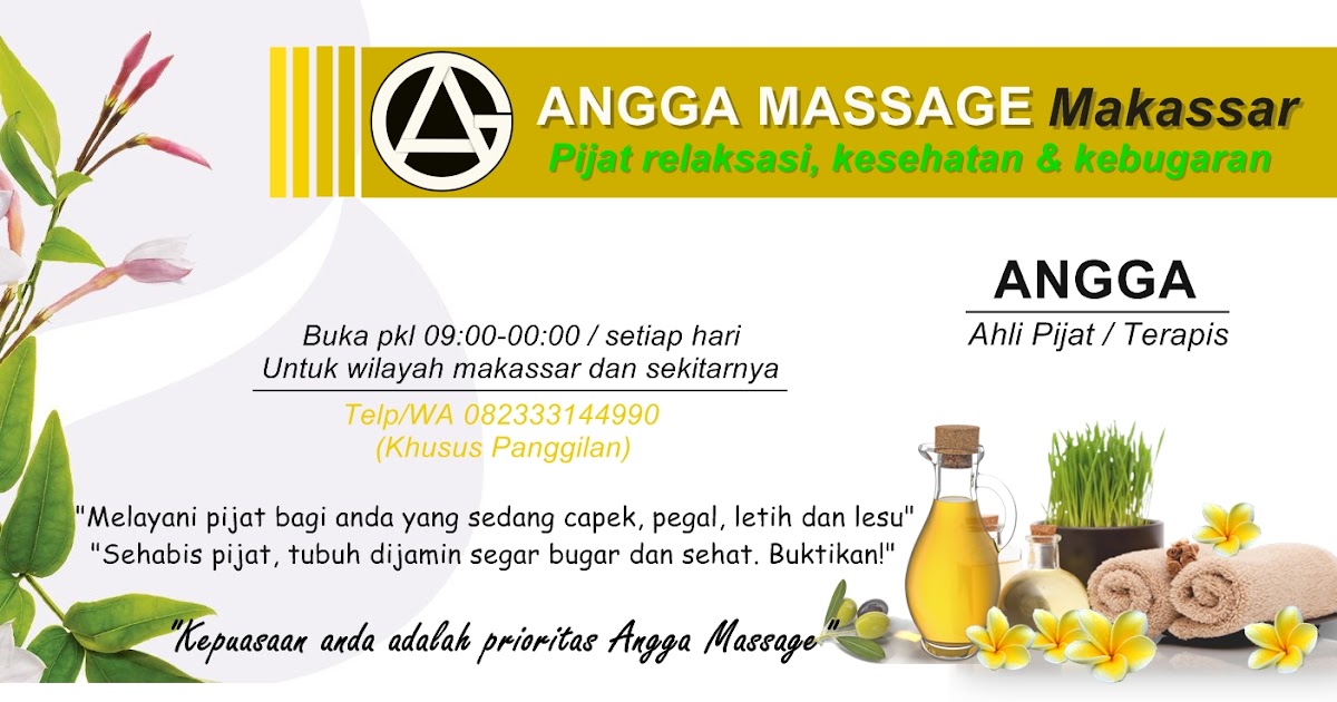 ANGGA MASSAGE JASA PIJAT PANGGILAN MAKASSAR Kartu Nama Terapis