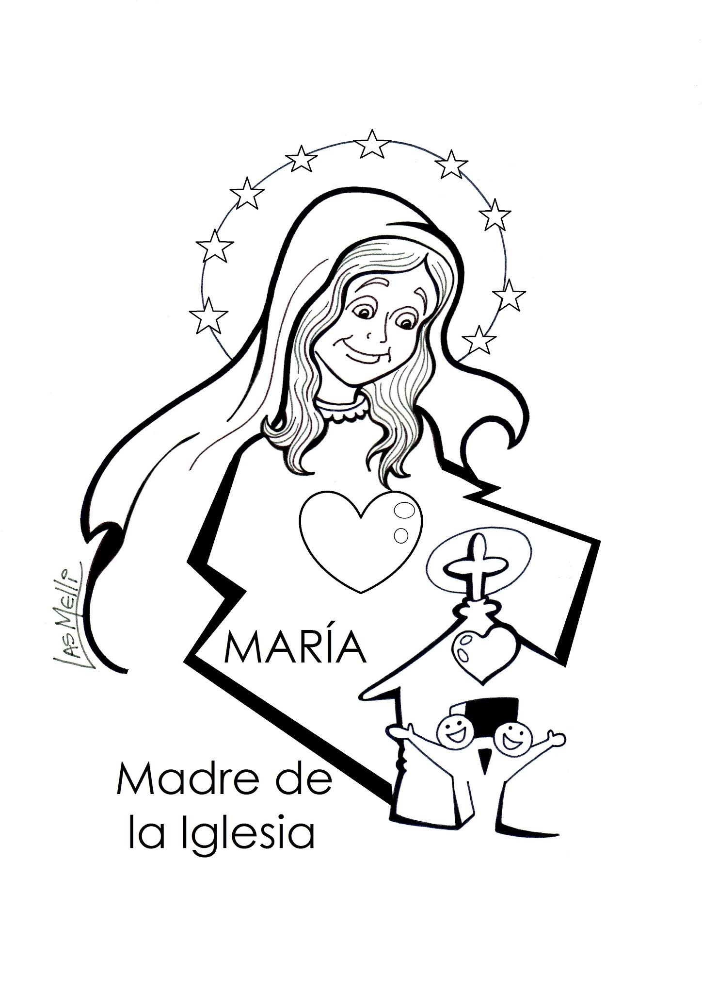 DIBUJO: María, Madre de la Iglesia - Educacion Religiosa