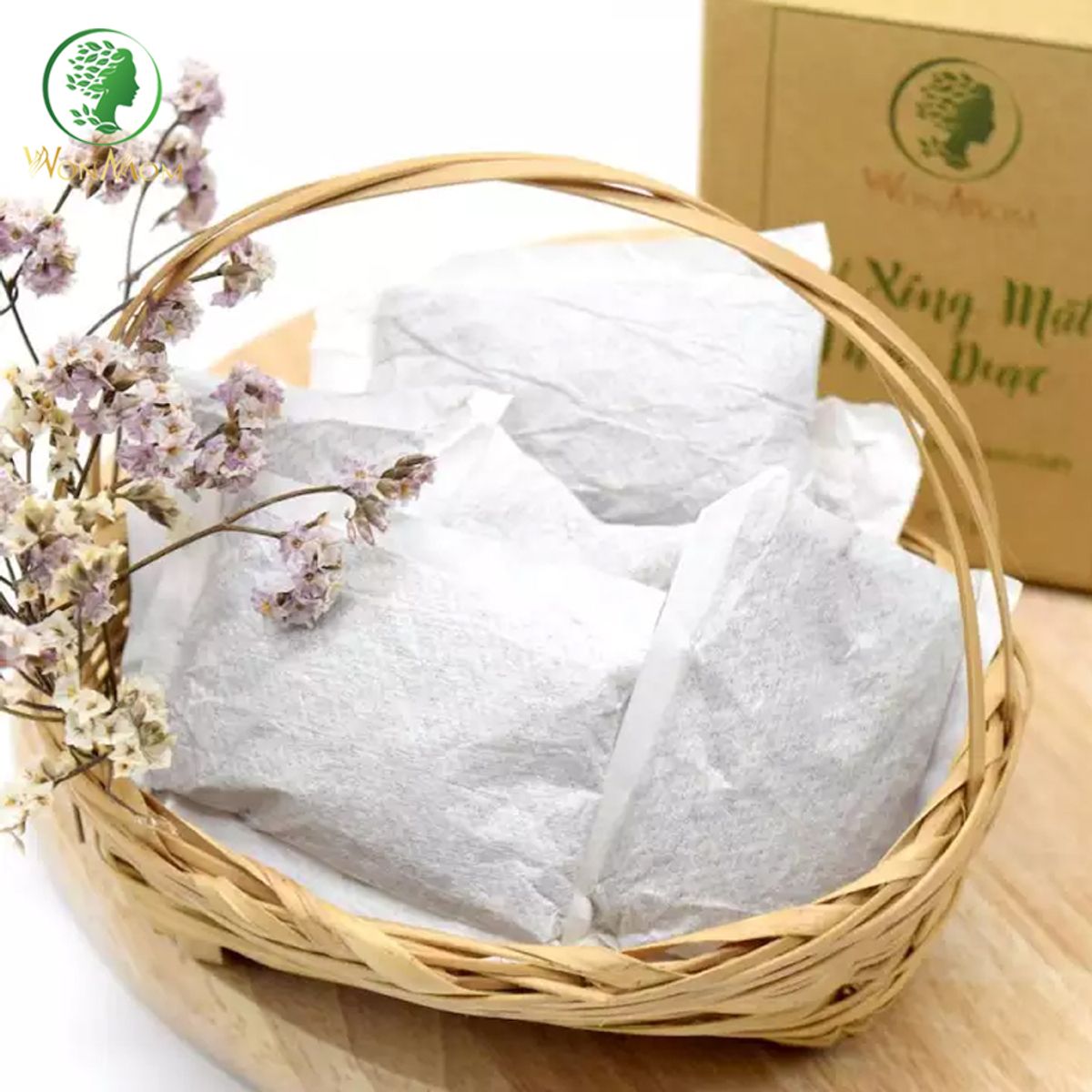 BỘ DƯỠNG DA MẶT, ĐẨY MỤN ẨN, LÀM SẠCH SÂU DA, DƯỠNG TRẮNG HỒNG DA MẶT WONMOM (1 KEM NGHỆ TƯƠI+ 1 HỘP XÔNG MẶT THẢO DƯỢC)