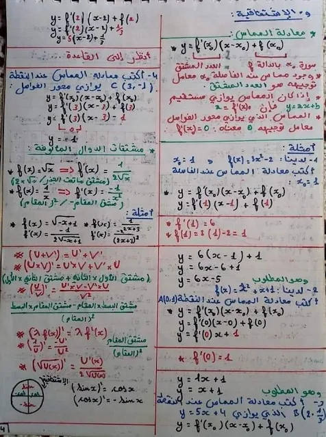 تلخيص شامل لمادة الرياضيات الثانية بكالوريا 2021