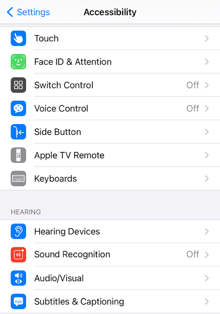 Audio/Visual Accessibility settings