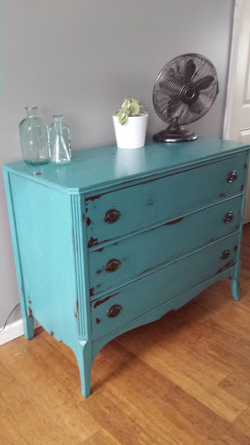 Teal turquoise vintage hepplewhite dresser
