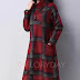 Plaid Long Sleeve Midi A-line Dress