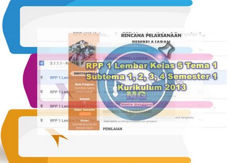 RPP 1 Lembar Kelas 5 Semester 1 Tema 1 Download RPP 1 Lembar Kelas 5 Tema 1 Semester 1 Kurikulum 2013 Subtema 1, 2, 3, 4. Published Media Genggam, content writer Romansyah.