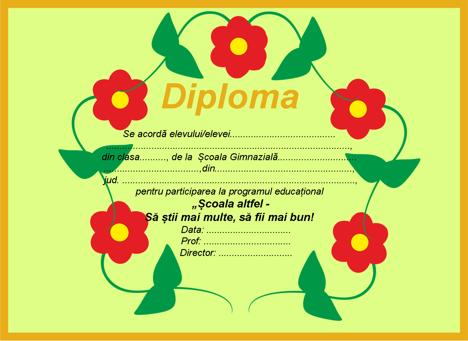 5 modele de diplome pentru „Școala altfel” - Materiale didactice de 10