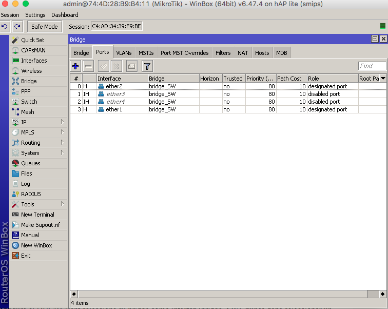 El poder de 01100011 UnixFreeBSD Configurar Router Mikrotik como Switch