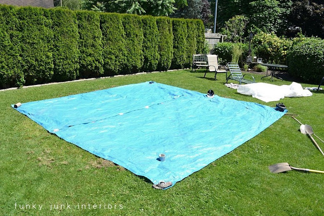A tarp is needed underneath an inflatable pool to protect the bottom from tears.