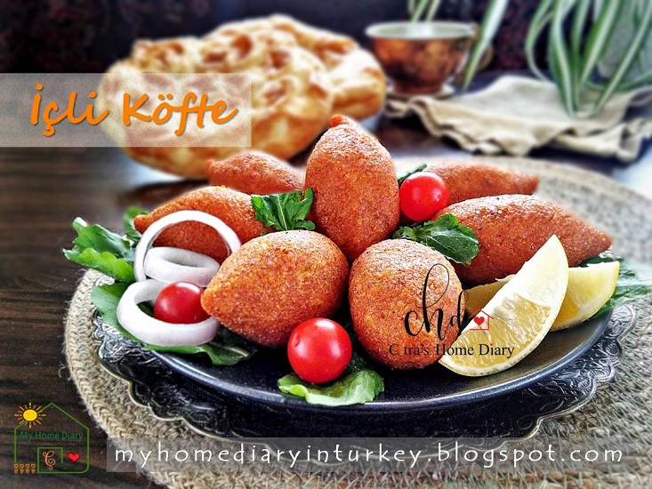 İçli Köfte / Turkish Stuffed bulgur meatball | Çitra's Home Dairy. #turkishcuisine #turkishfoodrecipe #stuffedmeatball #kibbeh #resepmasakanturki #içliköfte #middleeastern