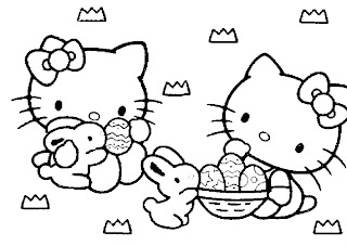 Hello Kitty Happy Easter coloring page for kids