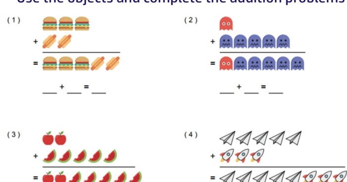 worksheets: Use The Objects And Complete The Addition