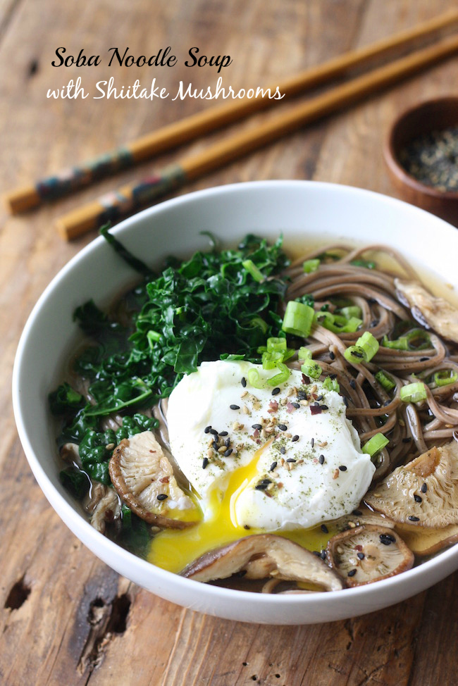 Soba Noodle Soup with Shiitake Mushrooms & Kale by SeasonWithSpice.com