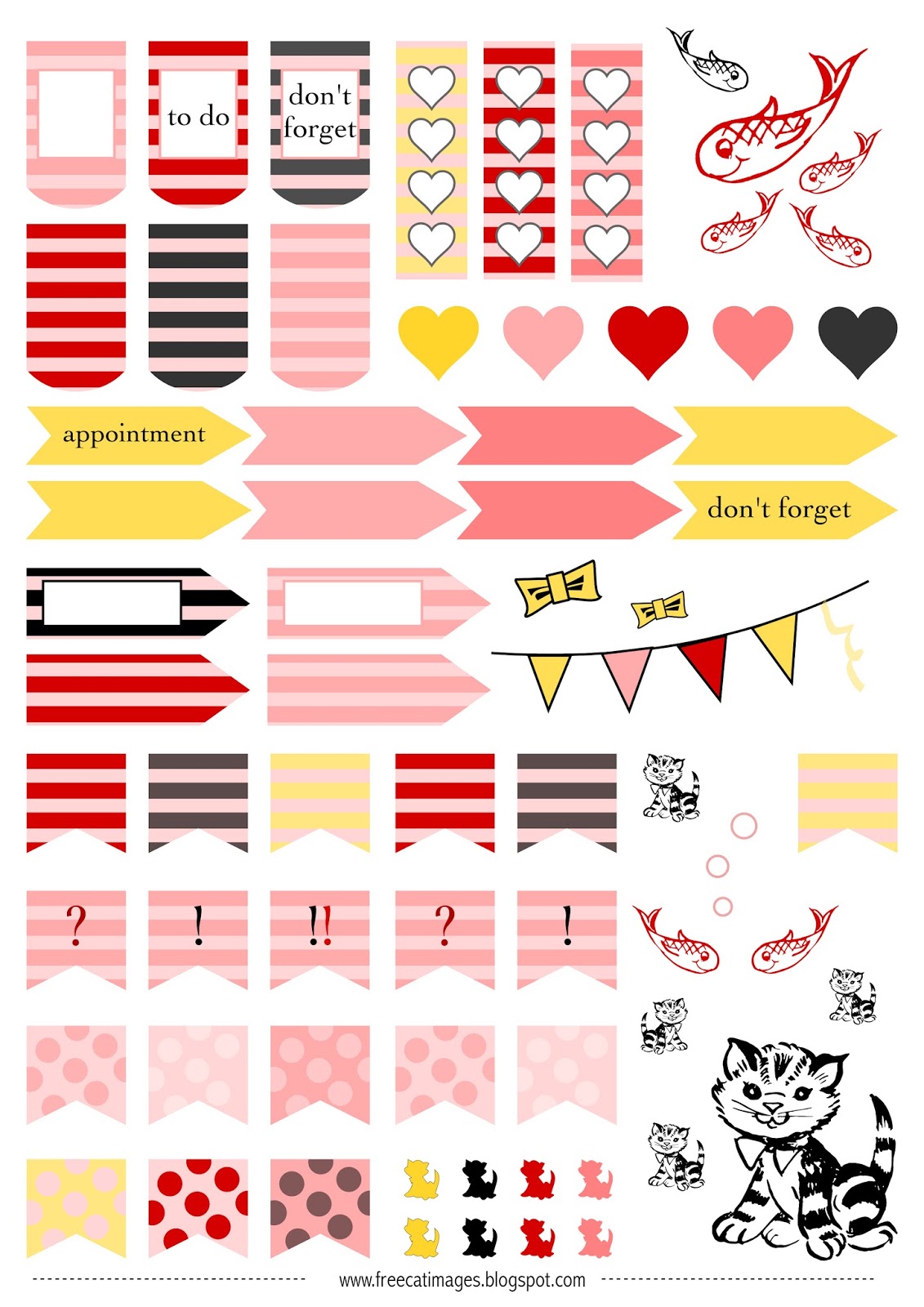 Free Cat Images Free Printable Planner Stickers Cats And Fishes 