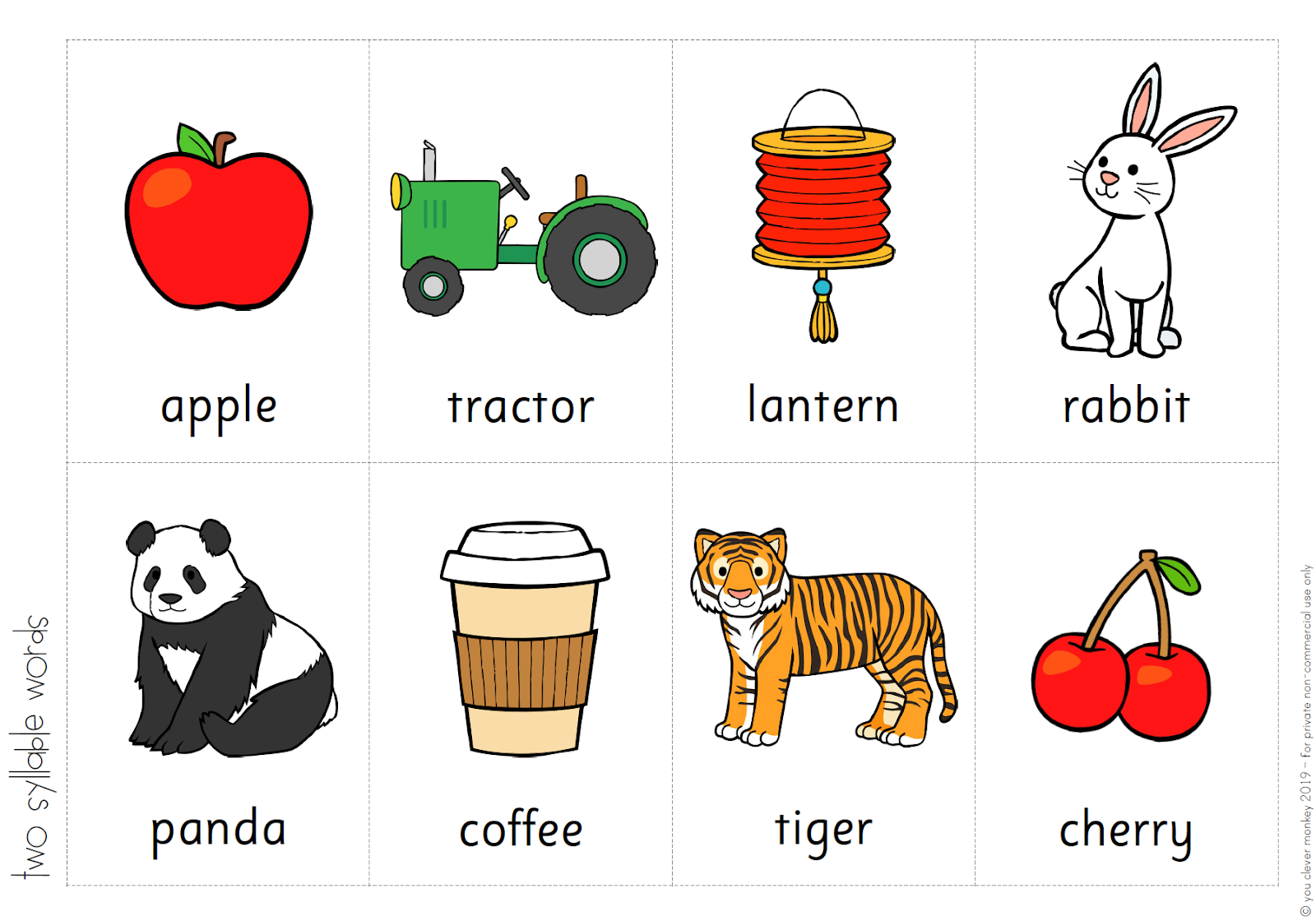 SYLLABLE BINGO GAME you clever monkey