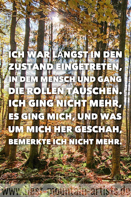 „Ich war längst in den Zustand eingetreten, in dem Mensch und Gang die Rollen tauschen. Ich ging nicht mehr, es ging mich, und was um mich her geschah, bemerkte ich nicht mehr.“, Wolfgang Büscher