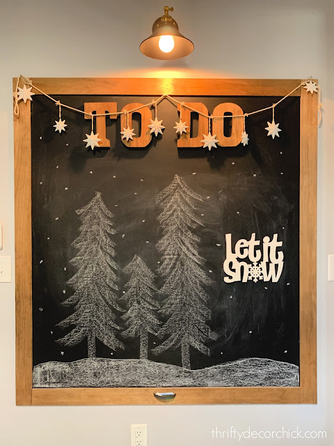 Snowy trees chalkboard art