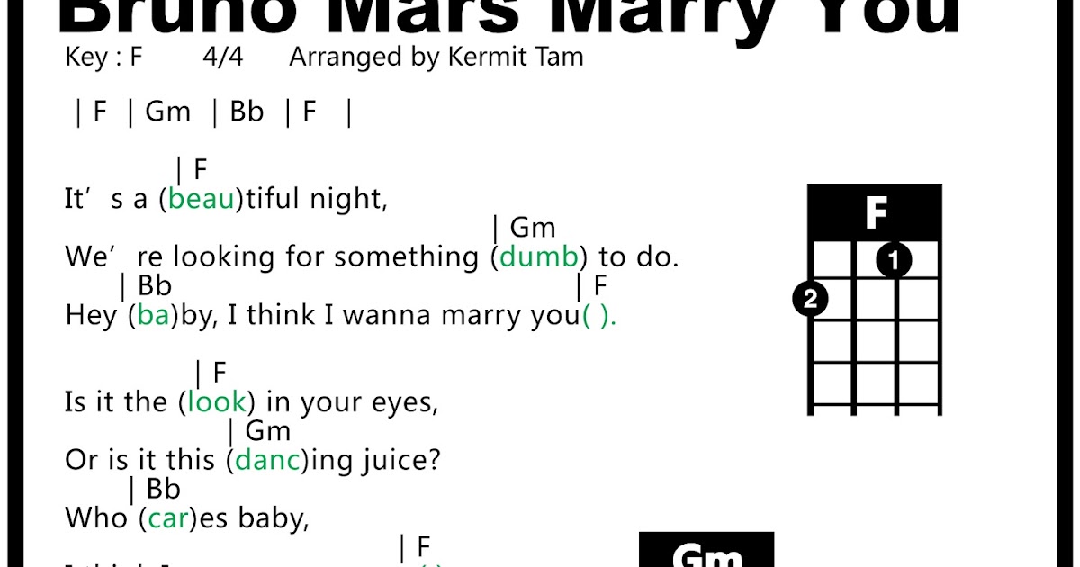 圍威喂 ukulele Bruno Mars Marry you [ukulele tab]
