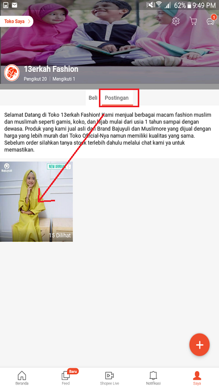 Daftar Feed di Halaman Postingan Aplikasi Marketplace Shopee. Daftar Feed di Halaman Postingan Aplikasi Marketplace Shopee.