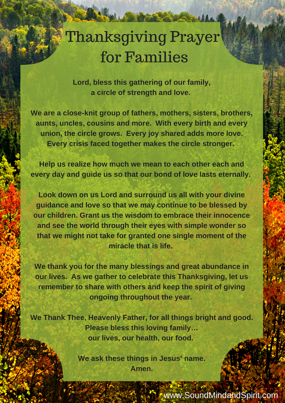 thanksgiving blessing a family