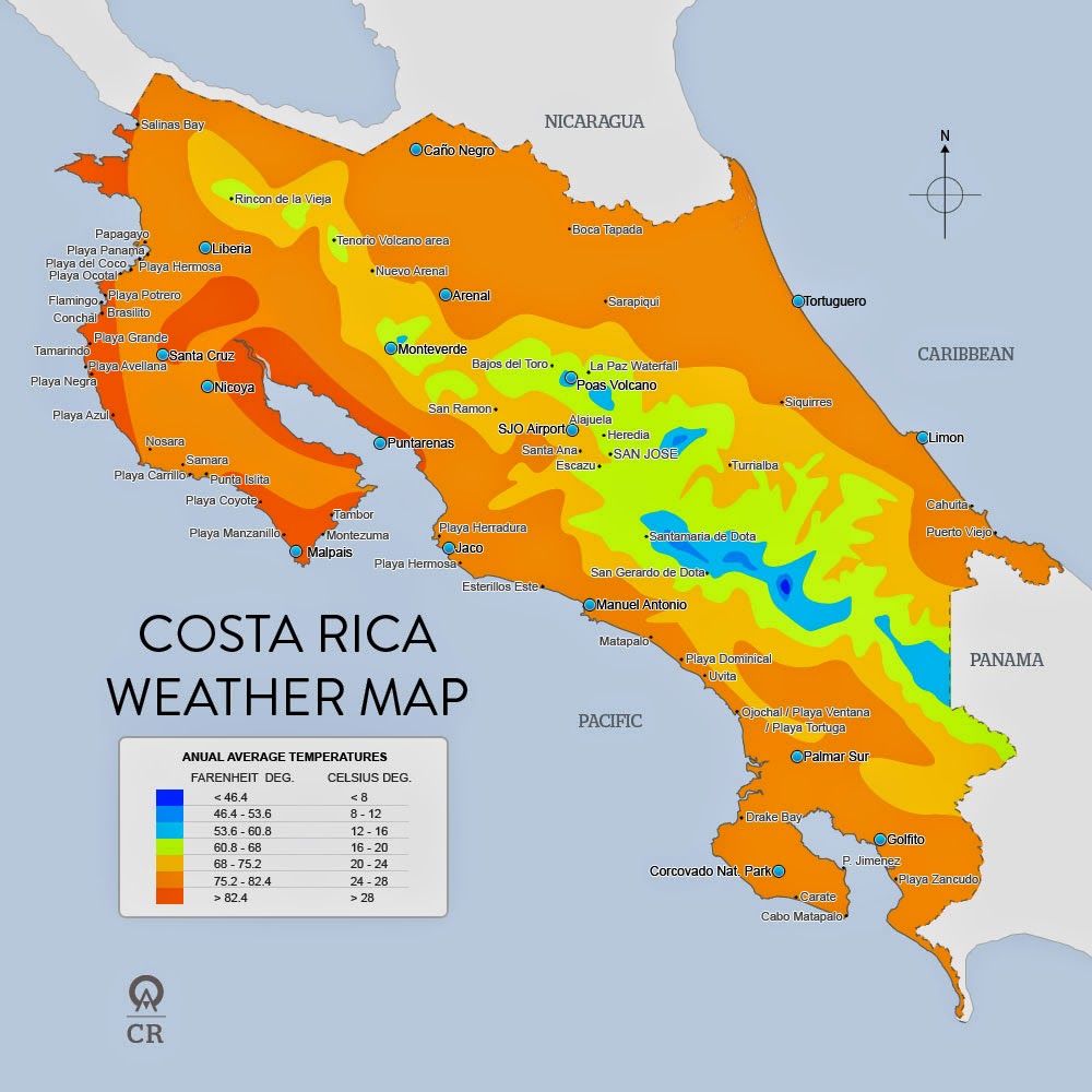 Costa Rica Wetterkarte Costa Rica Wetterkarte