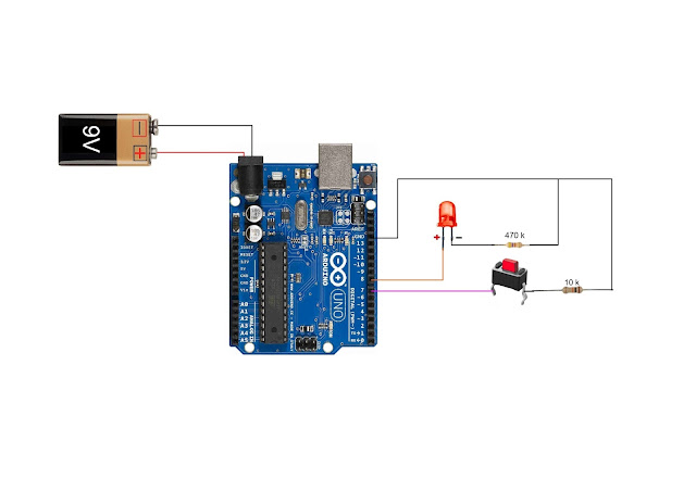 Led on off using push button - Wired Connection - Arduino